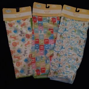 Lot Of 3 New Burp Cloths Counting Numbers ABC's Lions Alligators